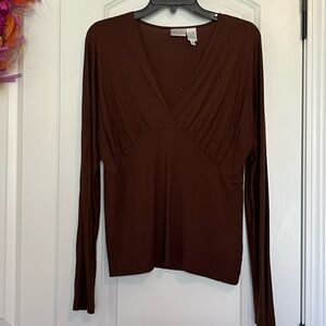 Women’s Blouse brown v neck long sleeve XL